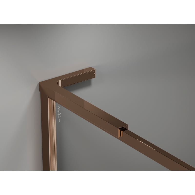 Mexen Kioto-F L Duschwand Walk-in mit Rahmen 95 x 202 cm, transparent 8 mm, Roségold - 800-095-174-60-00