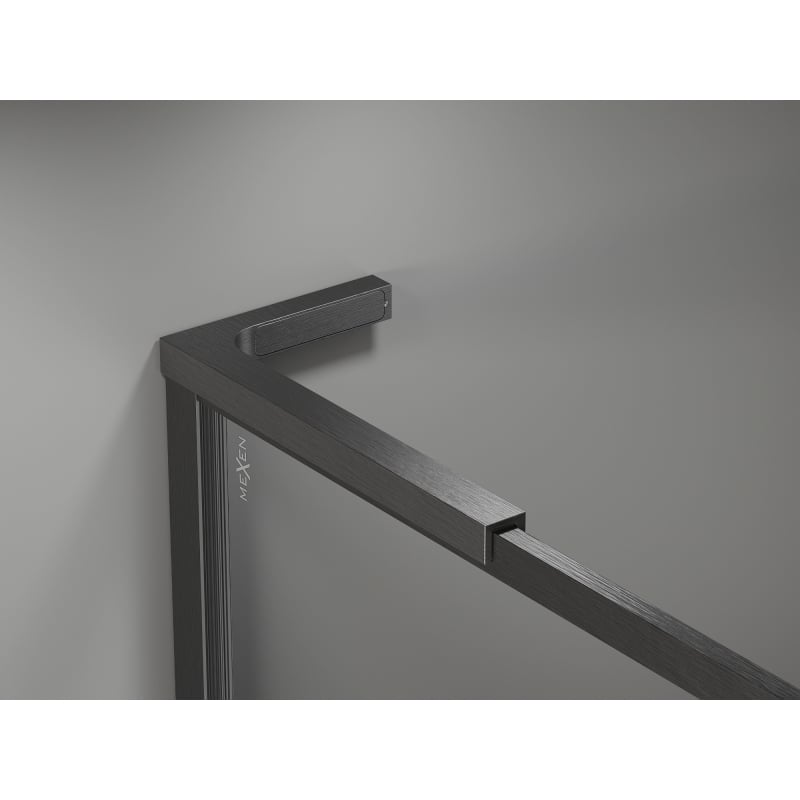 Mexen Kioto-F L Duschwand Walk-in mit Rahmen 85 x 202 cm, transparent 8 mm, gebürstet gun gray - 800-085-174-66-00