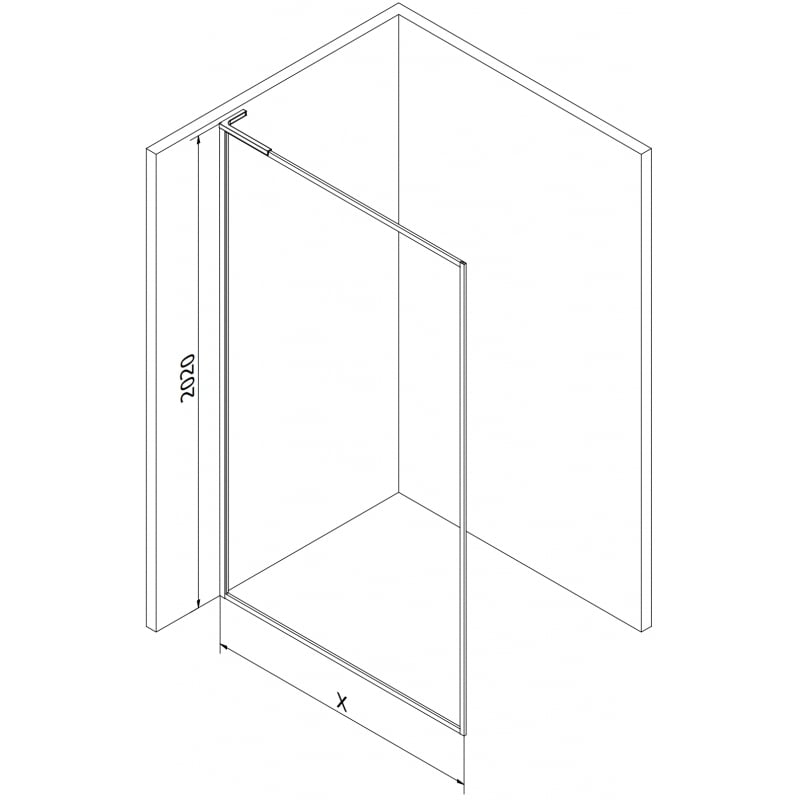 Mexen Kioto-F L Duschwand Walk-in mit Rahmen 120 x 202 cm, transparent 8 mm, schwarz - 800-120-174-70-00