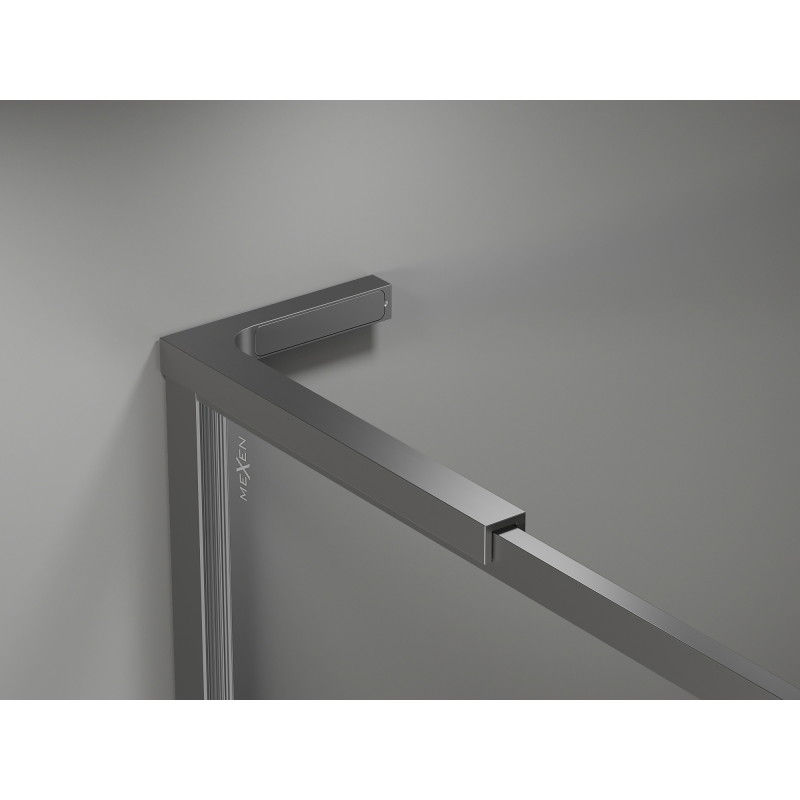 Mexen Kioto-F L Duschwand Walk-in mit Rahmen 50 x 202 cm, transparent 8 mm, Gun Metal - 800-050-174-95-00