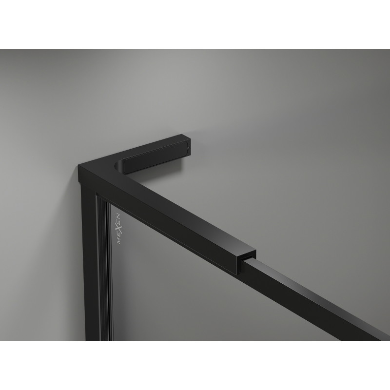 Mexen Kioto-XF L Duschwand Walk-in mit Rahmen 90 x 202 cm, transparent 10 mm, schwarz - 800-090-174-70-00-XF