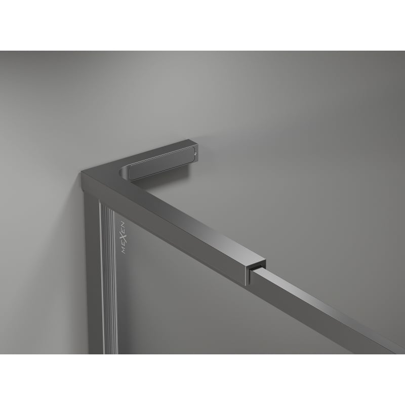 Mexen Kioto-XF L Duschwand Walk-in mit Rahmen 80 x 202 cm, transparent 10 mm, Gun Metal - 800-080-174-95-00-XF