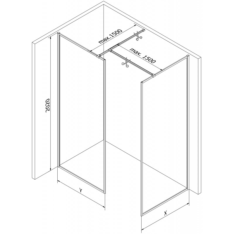 Mexen Kioto-XF Duschwand Walk-in mit Rahmen 110x90 cm, transparent 10 mm gun gray gebürstet - 800-110-202-04-66-090-XF