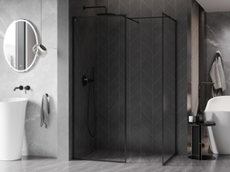 Mexen Kioto-XF Duschwand Walk-in mit Rahmen 110 x 80 cm, transparent 10 mm, schwarz - 800-110-202-04-70-080-XF