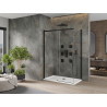 Mexen Omega Schiebedusche 130 x 70 cm, transparent, schwarz + Flat Duschwanne, weiß - 825-130-070-70-00-4010B