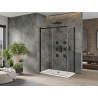 Mexen Omega Schiebedusche 130 x 70 cm, transparent, schwarz + Flat Duschwanne, weiß - 825-130-070-70-00-4010B