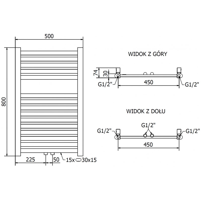 Mexen Hades Elektrischer Heizkörper 800 x 500 mm, 300 W, gold - W104-0800-500-2300-50