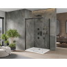 Mexen Omega Schiebetür-Duschkabine 130 x 90 cm, transparent, schwarz + Duschwanne Flat, weiß - 825-130-090-70-00-4010B