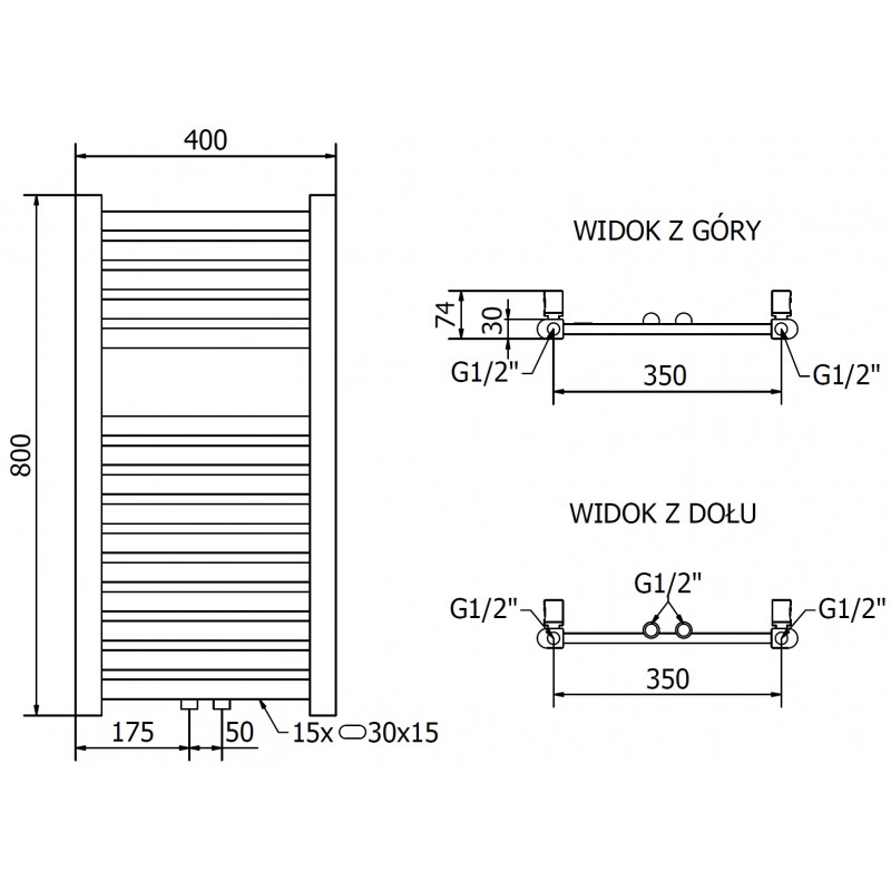 Mexen Hades Badezimmerheizkörper 800 x 400 mm, 253 W, golden - W104-0800-400-00-50