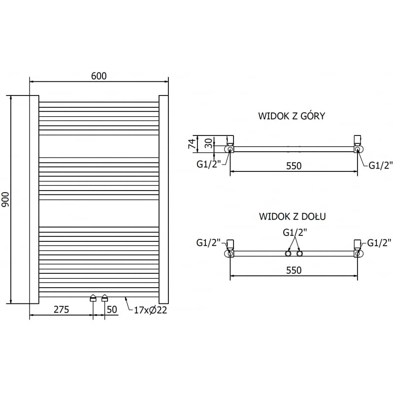 Mexen Mars elektrischer Heizkörper 900 x 600 mm, 300 W, gold - W110-0900-600-2300-50