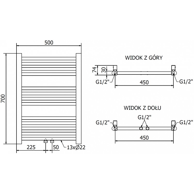 Mexen Mars elektrischer Heizkörper 700 x 500 mm, 300 W, gold - W110-0700-500-2300-50