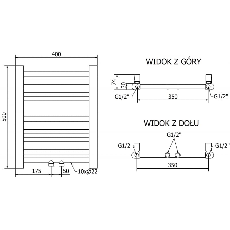 Mexen Mars elektrischer Heizkörper 500 x 400 mm, 300 W, gold - W110-0500-400-2300-50