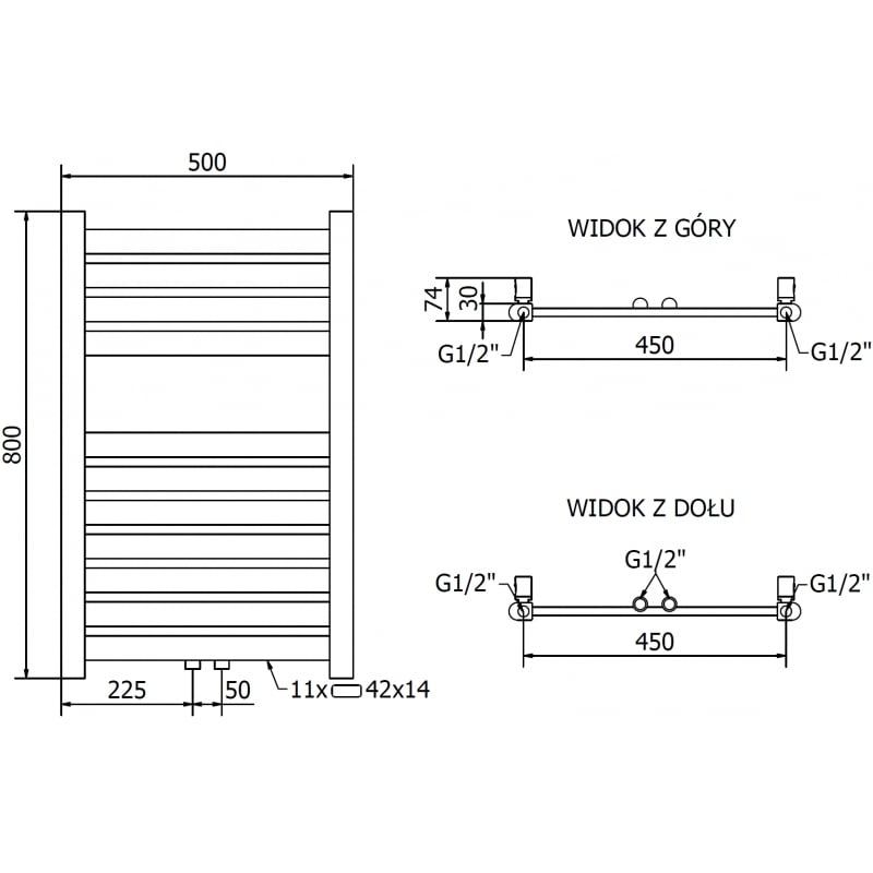 Mexen Uran Elektrischer Heizkörper 800 x 500 mm, 300 W, gold - W105-0800-500-2300-50