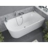 Mexen Mia freistehende Eckbadewanne rechts 140 x 75 cm, weiß, Überlauf chrom - 52691407500P-01
