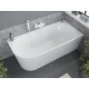 Mexen Mia freistehende Eckbadewanne rechts 140 x 75 cm, weiß, weiße Überlauf - 52691407500P-20