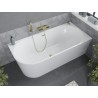 Mexen Mia freistehende Eckbadewanne rechts 140 x 75 cm, weiß, Überlauf in Gold - 52691407500P-50