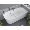 Mexen Mia freistehende Eckbadewanne rechts 140 x 75 cm, weiß, Überlauf gun gray gebürstet - 52691407500P-66