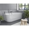Mexen Mia freistehende Eckbadewanne rechts 140 x 75 cm, weiß, Überlauf gun gray gebürstet - 52691407500P-66