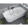 Mexen Mia freistehende Eckbadewanne rechts 140 x 75 cm, weiß, schwarzer Überlauf - 52691407500P-70