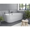 Mexen Mia freistehende Eckbadewanne rechts 140 x 75 cm, weiß, schwarzer Überlauf - 52691407500P-70