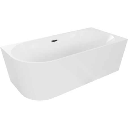 Mexen Mia freistehende Eckbadewanne rechts 140 x 75 cm, weiß, schwarzer Überlauf - 52691407500P-70