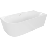 Mexen Mia freistehende Eckbadewanne rechts 140 x 75 cm, weiß, Überlauf gebürsteter Nickel - 52691407500P-97