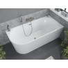 Mexen Mia freistehende Eckbadewanne rechts 140 x 75 cm, weiß, Überlauf gebürsteter Nickel - 52691407500P-97