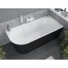 Mexen Mia freistehende Eckbadewanne rechts 140 x 75 cm, weiß/schwarz, weißer Überlauf - 52691407575P-20