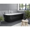 Mexen Mia freistehende Eckbadewanne rechts 140 x 75 cm, weiß/schwarz, weißer Überlauf - 52691407575P-20