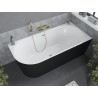 Mexen Mia freistehende Eckbadewanne rechts 140 x 75 cm, weiß/schwarz, Überlauf gold - 52691407575P-50