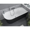 Mexen Mia freistehende Eckbadewanne rechts 140 x 75 cm, weiß/schwarz, Überlauf gun gray gebürstet - 52691407575P-66