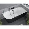 Mexen Mia freistehende Eckbadewanne rechts 140 x 75 cm, weiß/schwarz, schwarzer Überlauf - 52691407575P-70