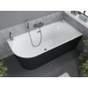 Mexen Mia freistehende rechte Eckbadewanne 140 x 75 cm, weiß/schwarz, Überlauf Gun Metal - 52691407575P-95