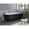 Mexen Mia freistehende Eckbadewanne rechts 140 x 75 cm, weiß/schwarz, Überlauf gebürstetes Nickel - 52691407575P-97