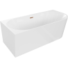 Mexen Mia freistehende Eckbadewanne links 140 x 75 cm, weiß, Überlauf Roségold - 52691407500L-60
