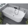 Mexen Mia freistehende Eckbadewanne links 140 x 75 cm, weiß, Überlauf schwarz - 52691407500L-70
