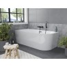 Mexen Mia freistehende Eckbadewanne links 140 x 75 cm, weiß, Überlauf schwarz - 52691407500L-70
