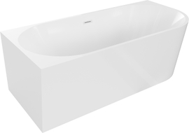 Mexen Mia freistehende Eckbadewanne links 140 x 75 cm, weiß, Überlauf weiß - 52691407500L-20