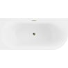 Mexen Mia freistehende Eckbadewanne links 140 x 75 cm, weiß, Überlauf gold - 52691407500L-50
