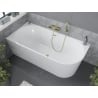 Mexen Mia freistehende Eckbadewanne links 140 x 75 cm, weiß, Überlauf gold - 52691407500L-50