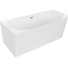 Mexen Mia freistehende Eckbadewanne links 140 x 75 cm, weiß, Überlauf gold - 52691407500L-50