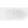 Mexen Mia freistehende Eckbadewanne links 140 x 75 cm, weiß, Überlauf gold gebürstet - 52691407500L-55