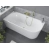 Mexen Mia freistehende Eckbadewanne links 140 x 75 cm, weiß, Überlauf gold gebürstet - 52691407500L-55