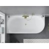 Mexen Mia freistehende Eckbadewanne links 140 x 75 cm, weiß, Überlauf gold gebürstet - 52691407500L-55