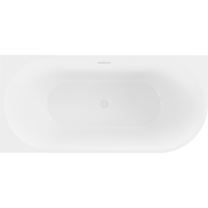Mexen Mia freistehende Eckbadewanne links 140 x 75 cm, weiß/schwarz, weißer Überlauf - 52691407575L-20