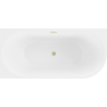 Mexen Mia freistehende Eckbadewanne links 140 x 75 cm, weiß/schwarz, Überlauf gebürstetes Gold - 52691407575L-55
