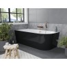 Mexen Mia freistehende Eckwanne links 140 x 75 cm, weiß/schwarz, gebürstetes Kupferende - 52691407575L-65