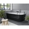 Mexen Mia freistehende Eckbadewanne links 140 x 75 cm, weiß/schwarz, Überlauf schwarz - 52691407575L-70