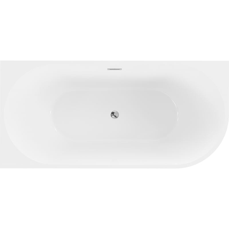 Mexen Mia freistehende Eckbadewanne links 160 x 80 cm, weiß, Überlauf Chrom - 52691608000L-01