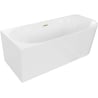 Mexen Mia freistehende Eckbadewanne links 160 x 80 cm, weiß, Überlauf gebürstet gold - 52691608000L-55